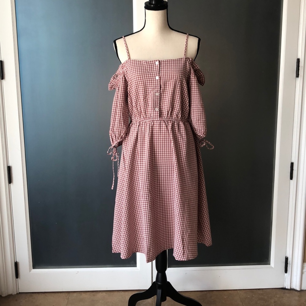 Ellison Gingham Cold Shoulder Dress